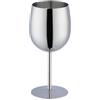 Tidevib Calice da vino in acciaio inox da 350 ml, con base piatta e stelo lungo, infrangibile e per uso esterno, comprese gite in spiaggia e per bar (argento)
