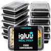 Igluu Meal Prep Contenitori per Alimenti in Plastica Riutilizzabili con Coperchi (Set da 10) - Impilabili, Microonde, Freezer e Lavastoviglie - 828 ml - 1 Scomparto - Senza BPA