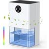 finade Deumidificatore Casa 1800ML, Deumidificatore Portatile Casa Muffa Ultra Silenzioso per Camera da Letto Bagno, Cantina, Guardarob, Sbrinamento Automatico, Spegnimento Automatico e Luce LED Colorata