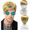 UILYNIU Parrucche Biondo Corte da Uomo Parrucca Capelli Sintetici per Adulti Popstar Costume, Naturali a Strati Corti con Frangia Laterale Parrucca per Uomo anni '70 '80 Cosplay Halloween (Biondo)