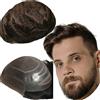 YANAHAIR Protesi Capelli Uomo Yanahair Toupee per Uomini Parrucchini Parrucca Capelli Veri Uomo Parrucche 100% Europeo Capelli Umani Veri Fine Francese Pizzo con PU Toupet (8x10",#2 Castano scuro)