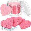 Nuenen 60 Spugne per Viso con Contenitore, Spugne Facciali Compresse a Forma di Cuore Tamponi Cosmetici per Pulizia di Viso Spugna per Trucco Forniture Per Esfoliante Rimozione di Trucco, Rosa