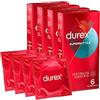 Durex Supersottile Preservativi Uomo in Lattice di Gomma Naturale Trasparenti e Lubrificati Forma Easy-On con Serbatoio Vestibilità Aderente Spessore Sottile - 4 Confezioni da 6 Profilattici