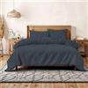 Italian Bed Linen Copripiumino Matrimoniale effetto Water Washed, Parure Copri Piumino: Sacco Piumone 250x200cm con Patella e Coppia Federe - Grigio Scuro