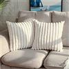 DEELAND Confezione da 2, federe decorative double-face in finta pelliccia, morbide, per divano, camera da letto, 40,6 x 40,6 cm, colore: bianco