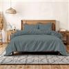 Italian Bed Linen Copripiumino Matrimoniale effetto Water Washed, Parure Copri Piumino: Sacco Piumone 250x200cm con Patella e Coppia Federe - Grigio Chiaro