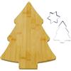 Fackelmann Zenker Set Tagliere in Bambù a Forma di Albero di Natale e 2 Tagliabiscotti in Acciaio Inox, Decorazioni Natalizie per Biscotti e Antipasti, Set cucina natalizia