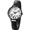 OIDEA Orologio elastico da donna: orologio analogico rotondo al quarzo per signora scala numeri arabi quadrante grande cinturino in acciaio - per il tempo libero affari regali, Bianco nero
