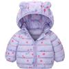 Happy Cherry Bambina Bambino Inverno Autunno Giacca Manica Lunga Cappotto Piumino con Cappuccio Carino Neonato Giubbotto Trapuntato Caldo Comodo Viola 6-12 Mesi