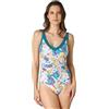 Lovable Costume Intero con Coppa Imbottita Printed Shiny Micro Donna, Verde Menta Stampa Tropicale 38D - 5D