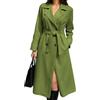 Generico Cappotto Trench Doppiopetto da Donna Elegante e Casual Giacca Business con Tessuto Dainetto, Risvolto Sottile, con Manica Lunga Ufficio Vestito (IT, Testo, Taglia unica, Regular, Regular, Militare)
