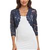 MISS MOLY Donna Bolero Pizzo Giacca Festivo Corto Cardigan 3/4 Maniche Cardigan Per Matrimonio Abito Da Cocktail, Blu, 44-46
