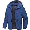 Peakwell Uomo Foderato Giacca Invernale Calda Jacket Impermeabile e Antivento Outdoor Giacchetta Funzionale da Sci con Cappuccio Staccabile, Blu Denim, XL