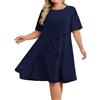 Hanna Nikole Abiti da Sposa per le Signore Taglia Grande Chiffon Abiti da Sera con Paillettes Scollo a Giro Elegante Abito da Cocktail Cerimonia Abito Midi per la Madre della Sposa, Blu marino, 50