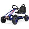 FANTASK Gokart dai 3 anni in su, veicolo a pedale, con sedile regolabile e freno a mano, portata fino a 30 kg, veicolo per bambini (blu)