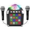 Cefa Toys -Karaoke con amplificatore, disco ball, 2 microfoni, altoparlante wireless, effetti di luci e suoni, compatibile con Youtube, Spotify e app karaoke