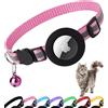 Dgerp Collare Gatto Airtag, Collare Gatto con Custodia per Air Tag(Rosa) | Fibbia Antistrozzo a Sgancio Rapido,Collare Riflettente,Campanellino,Adatto a Gatti di Tutte Le Taglie,GPS AirTag Non Incluso