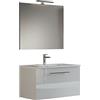 Mama Store GEA1 60 - Mobile Bagno Sospeso 60 CM monocassettone Bianco Lucido Laccato con Lavabo, Specchio e Lampada LED, L.62 X P.46 X H.45 cm