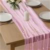 LIQWEI Runner da tavola in tulle con perle rosa, 3 m, decorazione per archi nuziali, sposi e dessert, per matrimoni, baby shower, compleanni (rosa)