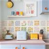 Alwayspon Piastrelle autoadesive da parete in vinile, 10 pezzi, 20 cm, staccabili e incollate, impermeabili, paraspruzzi per cucina, bagno, motivo floreale