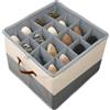 SYEXDZON Organizer per Scarpe, Grande Scatola per Scarpe Contenitore con Scomparti Regolabili, Pieghevole Risparmio Spazio, 16 Paia, Beige-grigio, 43x43x31 cm