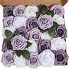 Ruiuzioong Fiori Artificiali Rosa 25pcs Reale Cercando Rose Finte con Gambo per Matrimonio Fai da Te Mazzi Centrotavola Disposizione Partito Casa Arredamento (25 Pezzi,Viola sfumato)