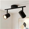 Gr4tec Faretti LED Soffitto 2 Luci, Moderna Faretto da Interno GU10, Lampadario Faretti Orientabili Nero, Binario Faretti da Parete per Corridoio Cucina Cameretta, Senza Lampadine
