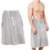 ZHYUAN Kilt Sauna Uomo,Asciugamano Sauna,Asciugamano Da Bagno Telo Bagno Uomo,regolabile Asciugamano Da Sauna Da Uomo Con Tasche,asciugamano Da Sauna Con Bottoni A Pressione Cachi (Grigio)