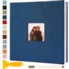 Semfalbuums Album Fotografico Autoadesivo 33x32 CM in Lino Album Portafoto Personalizzabile Scrapbook Photo Album Fotolibro Ricordi Nascita Matrimonio Travel Journal Guest Book, 60 Pagine Blu