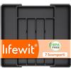 Lifewit Portaposate da Cassetto, Organizer Cucina Espandibile, Porta Posate Regolabile in Resistente Plastica per Cucchiai e Forchette, Profondità 34cm, Estensione max 41 cm, 1 Pacchi, Nero