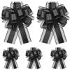 YAWYO 5 Fiocchi Grandi da Tirare, 15 cm, Nastro per Auto da Matrimonio, Fiocchi Neri per Cestini Regalo, Nastro per Matrimonio, Scatole Regalo con Fiori per Auto