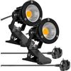 Milpoel Faretto LED COB con morsetto, 7 W, cavo 3 m, IP65, impermeabile, illuminazione per interni ed esterni (bianco caldo, 2)