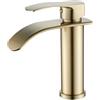 Beelee, rubinetto monoforo con miscelatore a cascata, con attacco G3/8 per acqua fredda e calda, oro spazzolato, rubinetto moderno per lavabo da bagno