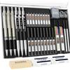 STAGEEK Set di 34 matite meccaniche con astuccio, 0,5, 0,7, 0,9 e 3 pezzi | Matite da disegno con 384 ricariche di mina (6B 4B 2B HB 2H 4H colore), gomme, temperamatite, matite per artisti per schizzi