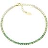 Amen Bracciale Unisex Collezione Tennis Mania. Gioiello Realizzato in Argento 925 di Colore Oro e zirconi Multicolor Verdi e Bianchi. Lunghezza: 17 + 3 cm. La referenza è BT1DEGVE17