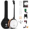 Vangoa Banjo a 5 corde con Remo Testa Chiusa Indietro Solida Banjo con Kit per Principianti, Accordatore, Cinghia, Pick up, Archi, Plettri e Borsa