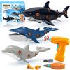KAEGREEL Animali Marini Giocattolo per Bambini con Trapano Elettrico, Squalo Orca Dolphin Balena Animale Oceanico Costruzioni Giocattoli Puzzle Giochi DIY Regali per Ragazzi Ragazze 3 4 5 6 7 8 9 Anni