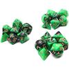 DollaTek Dadi poliedrici Set Giochi da Tavolo Dadi 3 Set Dadi 3 x 7 (21 Pezzi) Serie Die D20 D12 D10 D8 D6 D4 Dadi DND DND Rpg MTG Doppi Colori One Piece (Nero e Verde)