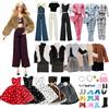 Carreuty 21 vestiti classici per bambole compatibili con Barbie, set di peluche super model marrone, set di jeans a maglia grossa, set di jeans set di vestito polkadot abito glitter 6 scarpe 6 accessori per