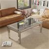 Artloge Tavolino da Caffè per Soggiorno in Vetro a Specchio: Tavolino Salotto Moderno Cristallo Diamantato Argento Tavolino Basso Rettangolare Lusso 120x60x45 cm