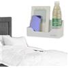 OKOMATCH Mensola da comodino, attaccabile alla parete, per camera da letto, dormitorio, ufficio, organizer per occhiali, telecomando, chiavi, penne, materiale plastico, bianco (tipo C£©