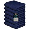 EDB Set di 6 panni in cotone per il viso 30 x 30 cm, 100% flanella egiziana morbida - Asciugamani per il viso di qualità alberghiera, 500 g/m² (blu navy, 6)
