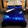 Loussiesd Set di biancheria da letto con motivo galassia blu, spazio esterno, con cielo stellato, luna e luna piumone, in microfibra, trapunta, super morbida, Bedding Piumino 200x200cm