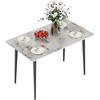 FATIVO Tavolo da Pranzo Marmo Bianco 120x70cm: Cucina 4-6 Posti, Soggiorno Moderno Antigraffio Rettangolare Scandinavo Bianco Smeraldo Freddo Lucido Con Telaio in Metallo