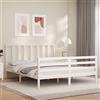 Tidyard Giroletto con Testiera e Pediera in Legno Massello di Pino, Struttura Letto a Doghe in Compensato, Singolo/Matrimoniale, Bianco, 160 x 200 cm