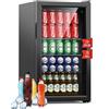 WIE Professional Mini Frigo per Bevande, Frigorifero per Bevande Con Porta in Vetro, 3 Ripiani Regolabili, Controllo Intelligente, Porta Reversibile, Perfetto per Casa/Bar/Ufficio/Hotel (Nero 86L)