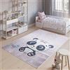 TAPISO Emma Tappeto Gioco Bambini Sala Giochi Cameretta Stanza Bambini Stampato Morbido Viola Pallido Panda Antiscivolo Lavabile in Lavatrice 80 x 150 cm