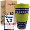 Morgenheld Tazza da Caffè da Asporto Blacky Lime 380ml Porcellana Mug takeaway con tappo in silicone, senza BPA, Coffee-to-go Cup da Viaggio con coperchio, Perfetta per caffè tè e in movimento