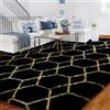 BYBSRLL Tappeto a pelo lungo, nero e oro, antiscivolo, lavabile, morbido per soggiorno e camera da letto, cameretta dei bambini, ragazze