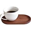 FIYSON Piatto in legno di acacia, ovale, in legno, lunghezza 18 cm, in bambù biologico, vassoio da portata per tè, da dessert, per sushi, per caffè, bar, ristorante, marrone
